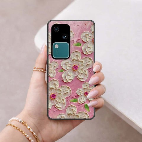 Vivo V30 Cover - Floral Series 3 - HQ Ultra Shine Premium Infinity Glass Soft Silicon Borders Case
