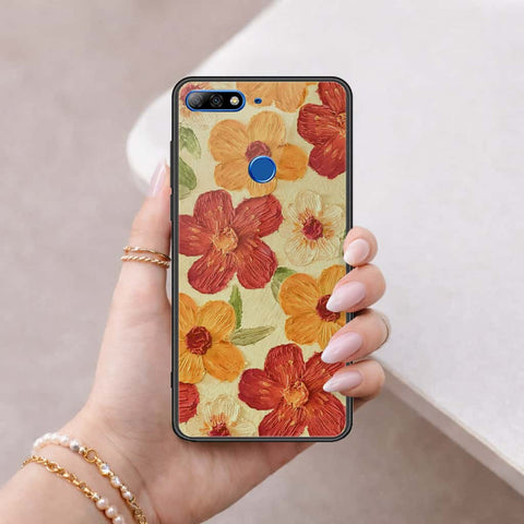 Huawei Honor 7C Cover - Floral Series 3 - HQ Ultra Shine Premium Infinity Glass Soft Silicon Borders Case