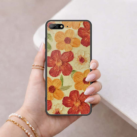 Huawei Y6 Prime 2018 Cover - Floral Series 3 - HQ Ultra Shine Premium Infinity Glass Soft Silicon Borders Case