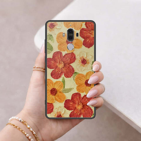 Huawei Mate 9 Cover - Floral Series 3 - HQ Ultra Shine Premium Infinity Glass Soft Silicon Borders Case