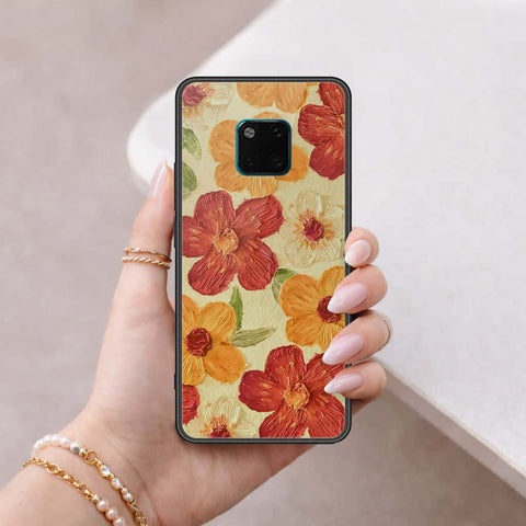 Huawei Mate 20 Pro Cover - Floral Series 3 - HQ Ultra Shine Premium Infinity Glass Soft Silicon Borders Case