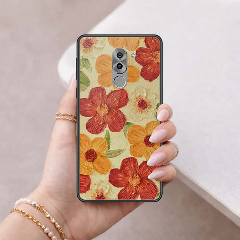 Huawei Honor 6X Cover - Floral Series 3 - HQ Ultra Shine Premium Infinity Glass Soft Silicon Borders Case