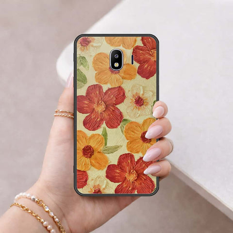 Samsung Galaxy J4 2018 Cover - Floral Series 3 - HQ Ultra Shine Premium Infinity Glass Soft Silicon Borders Case