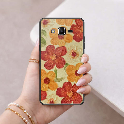 Samsung Galaxy Grand Prime Cover - Floral Series 3 - HQ Ultra Shine Premium Infinity Glass Soft Silicon Borders Case