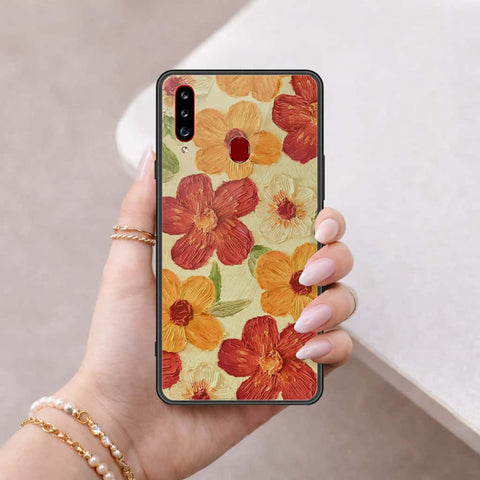 Samsung Galaxy A20s Cover - Floral Series 3 - HQ Ultra Shine Premium Infinity Glass Soft Silicon Borders Case