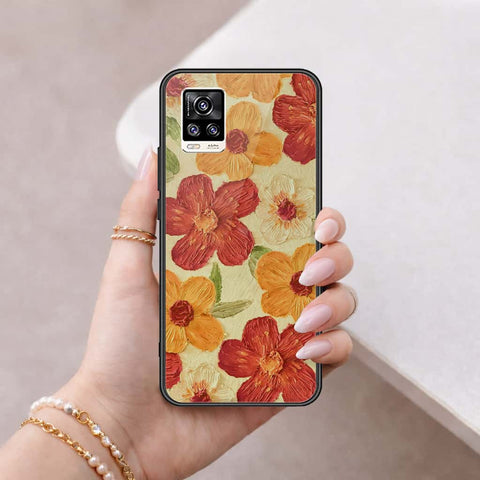 Vivo V20 Cover - Floral Series 3 - HQ Ultra Shine Premium Infinity Glass Soft Silicon Borders Case