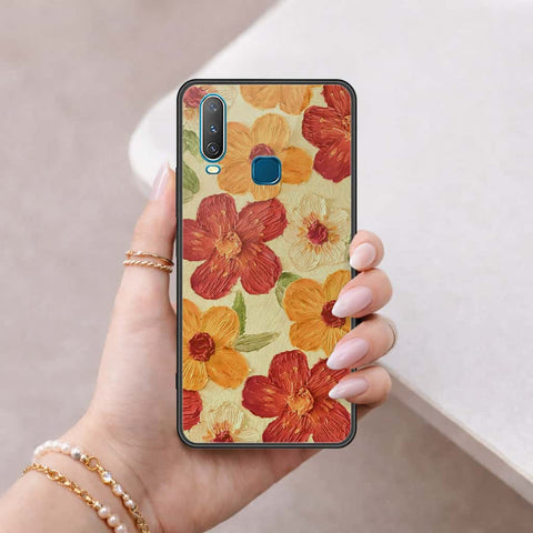 Vivo Y12 Cover - Floral Series 3 - HQ Ultra Shine Premium Infinity Glass Soft Silicon Borders Case