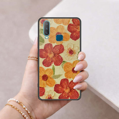 Vivo Y17 Cover - Floral Series 3 - HQ Ultra Shine Premium Infinity Glass Soft Silicon Borders Case