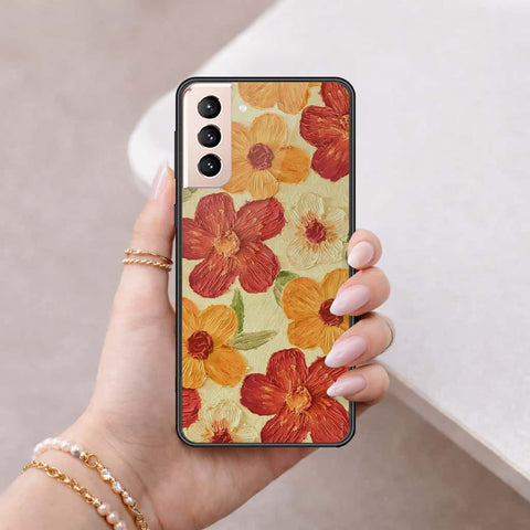 Samsung Galaxy S21 5G Cover - Floral Series 3 - HQ Ultra Shine Premium Infinity Glass Soft Silicon Borders Case