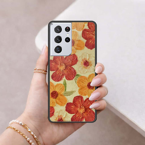 Samsung Galaxy S21 Ultra 5G Cover - Floral Series 3 - HQ Ultra Shine Premium Infinity Glass Soft Silicon Borders Case