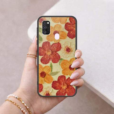 Samsung Galaxy M30s Cover - Floral Series 3 - HQ Ultra Shine Premium Infinity Glass Soft Silicon Borders Case