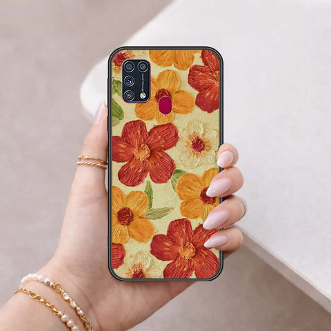 Samsung Galaxy M21s Cover - Floral Series 3 - HQ Ultra Shine Premium Infinity Glass Soft Silicon Borders Case