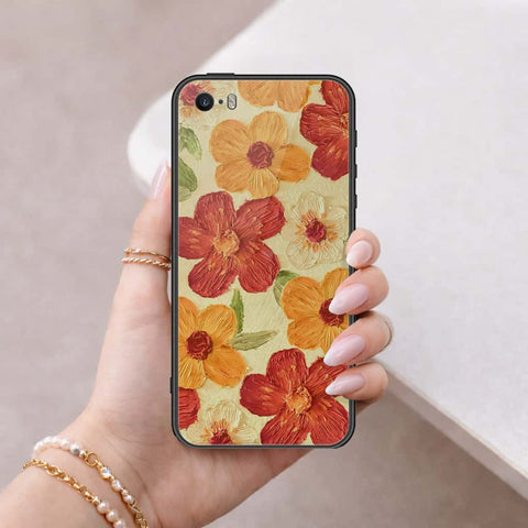 iPhone 5s Cover - Floral Series 3 - HQ Ultra Shine Premium Infinity Glass Soft Silicon Borders Case