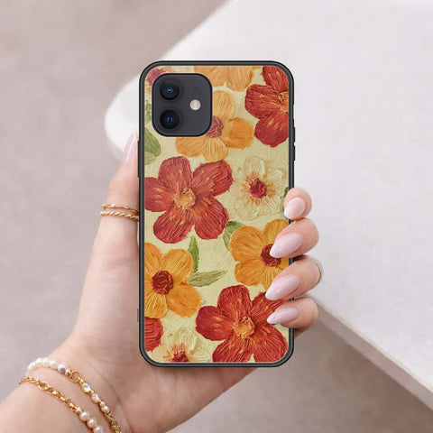 iPhone 12 - Floral Series 3 - HQ Ultra Shine Premium Infinity Glass Soft Silicon Borders Case