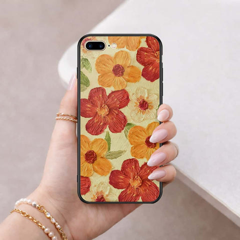 iPhone 8 Plus / 7 Plus - Floral Series 3 - HQ Ultra Shine Premium Infinity Glass Soft Silicon Borders Case