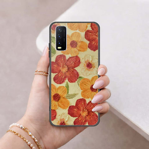 Vivo Y20 Cover - Floral Series 3 - HQ Ultra Shine Premium Infinity Glass Soft Silicon Borders Case