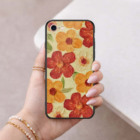 iPhone 8 / 7 - Floral Series 3 - HQ Ultra Shine Premium Infinity Glass Soft Silicon Borders Case