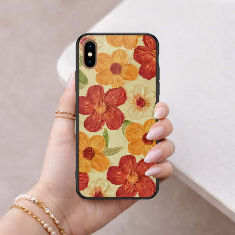 iPhone XS Max - Floral Series 3 - HQ Ultra Shine Premium Infinity Glass Soft Silicon Borders Case