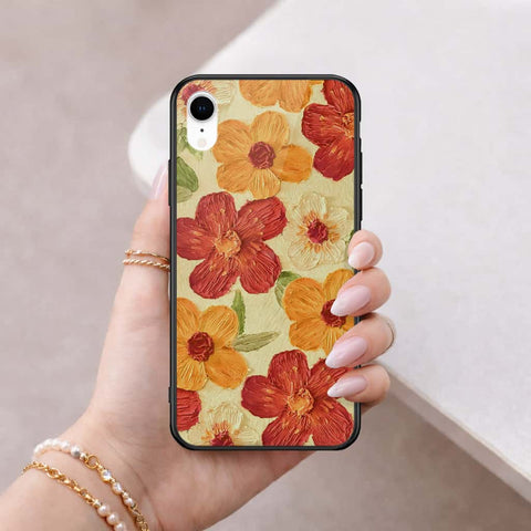 iPhone XR - Floral Series 3 - HQ Ultra Shine Premium Infinity Glass Soft Silicon Borders Case