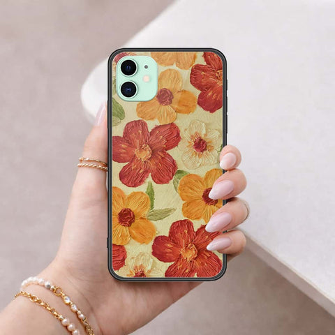 iPhone 11 - Floral Series 3 - HQ Ultra Shine Premium Infinity Glass Soft Silicon Borders Case