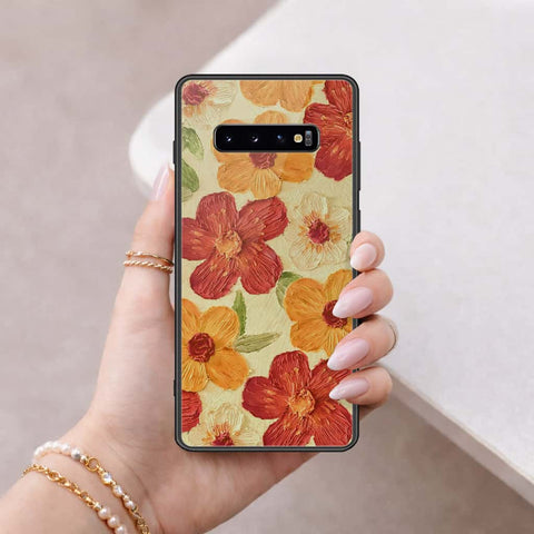 Samsung Galaxy S10 Plus Cover - Floral Series 3 - HQ Ultra Shine Premium Infinity Glass Soft Silicon Borders Case