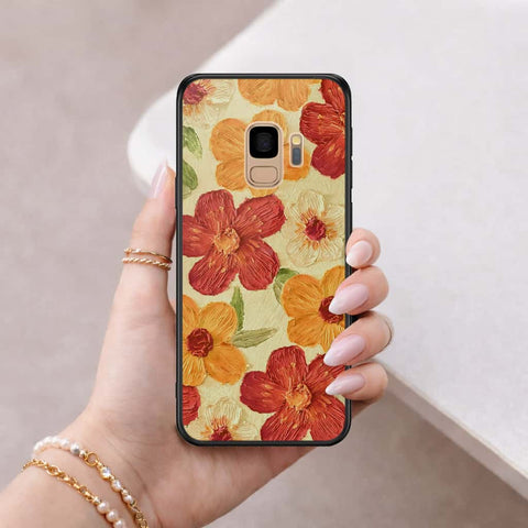 Samsung Galaxy S9 Cover - Floral Series 3 - HQ Ultra Shine Premium Infinity Glass Soft Silicon Borders Case