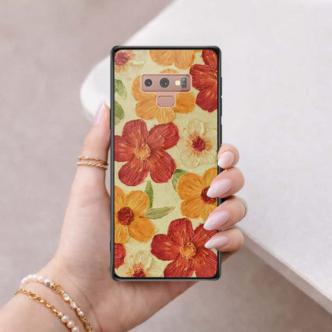 Samsung Galaxy Note 9 Cover - Floral Series 3 - HQ Ultra Shine Premium Infinity Glass Soft Silicon Borders Case