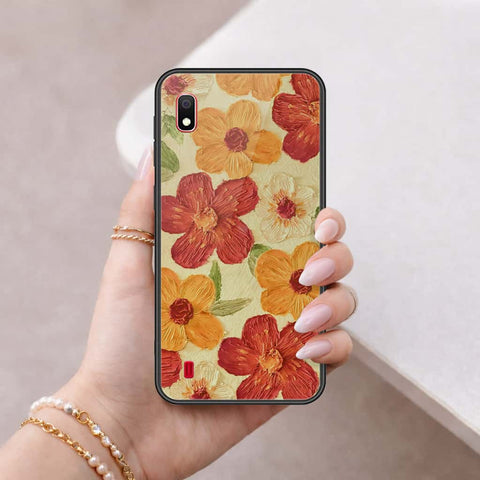 Samsung Galaxy A10 Cover - Floral Series 3 - HQ Ultra Shine Premium Infinity Glass Soft Silicon Borders Case