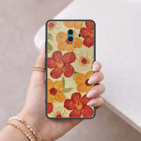 Huawei Mate 10 Cover - Floral Series 3 - HQ Ultra Shine Premium Infinity Glass Soft Silicon Borders Case