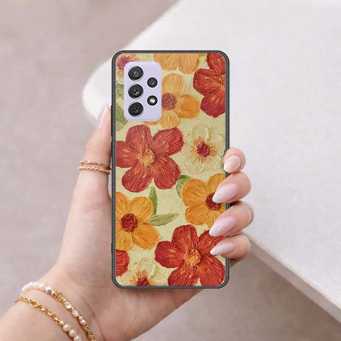 Samsung Galaxy A72 Cover - Floral Series 3 - HQ Ultra Shine Premium Infinity Glass Soft Silicon Borders Case