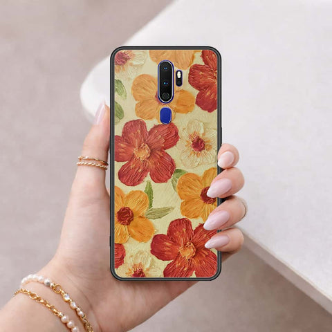 Oppo A9 2020 Cover - Floral Series 3 - HQ Ultra Shine Premium Infinity Glass Soft Silicon Borders Case