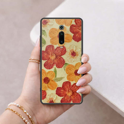 Xiaomi Mi 9T Cover - Floral Series 3 - HQ Ultra Shine Premium Infinity Glass Soft Silicon Borders Case