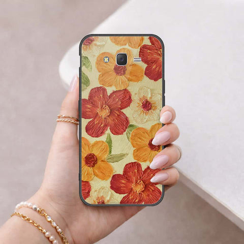 Samsung Galaxy J7 2015 Cover - Floral Series 3 - HQ Ultra Shine Premium Infinity Glass Soft Silicon Borders Case