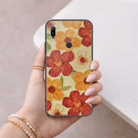 Huawei Y6 2019 / Y6 Prime 2019 Cover - Floral Series 3 - HQ Ultra Shine Premium Infinity Glass Soft Silicon Borders Case