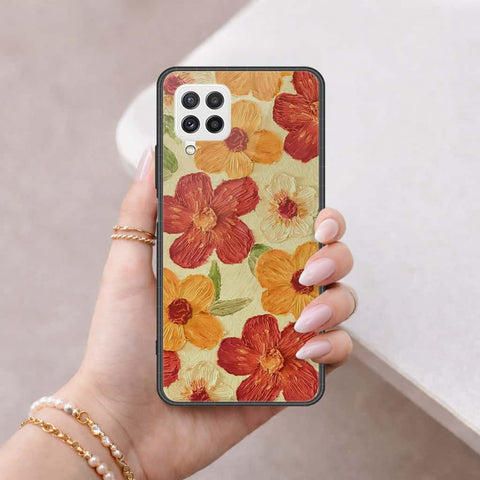 Samsung Galaxy A22 Cover - Floral Series 3 - HQ Ultra Shine Premium Infinity Glass Soft Silicon Borders Case