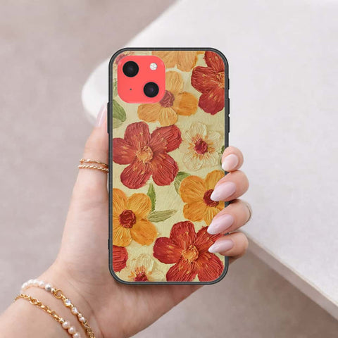 iPhone 13 Mini Cover - Floral Series 3 - HQ Ultra Shine Premium Infinity Glass Soft Silicon Borders Case