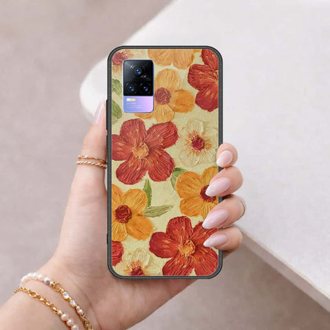 Vivo V21e Cover - Floral Series 3 - HQ Ultra Shine Premium Infinity Glass Soft Silicon Borders Case