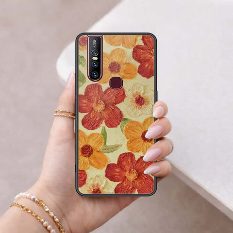 Vivo V15 Cover - Floral Series 3 - HQ Ultra Shine Premium Infinity Glass Soft Silicon Borders Case