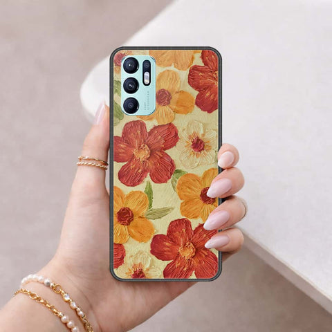 Oppo Reno 6 Cover - Floral Series 3 - HQ Ultra Shine Premium Infinity Glass Soft Silicon Borders Case