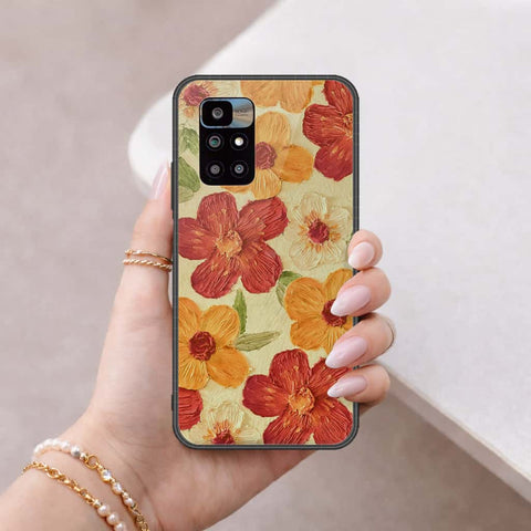 Xiaomi Redmi 10 Cover - Floral Series 3 - HQ Ultra Shine Premium Infinity Glass Soft Silicon Borders Case