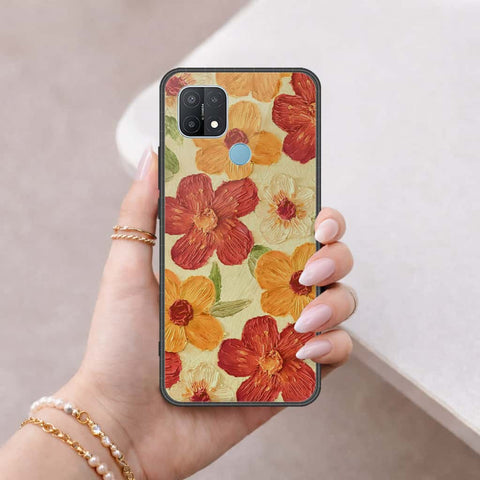 Oppo A15 Cover - Floral Series 3 - HQ Ultra Shine Premium Infinity Glass Soft Silicon Borders Case