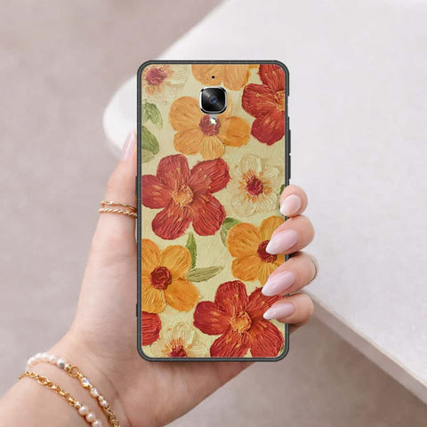 OnePlus 3 Cover - Floral Series 3 - HQ Ultra Shine Premium Infinity Glass Soft Silicon Borders Case