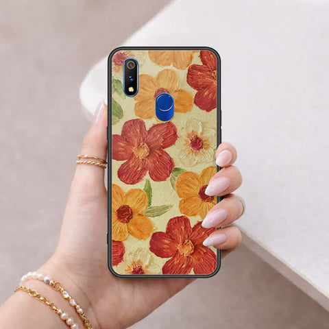 Realme 3 Pro Cover - Floral Series 3 - HQ Ultra Shine Premium Infinity Glass Soft Silicon Borders Case