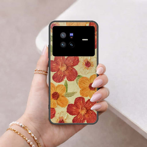 Vivo X80 Cover - Floral Series 3 - HQ Ultra Shine Premium Infinity Glass Soft Silicon Borders Case