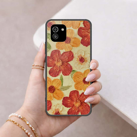 Samsung Galaxy A03 Cover - Floral Series 3 - HQ Ultra Shine Premium Infinity Glass Soft Silicon Borders Case