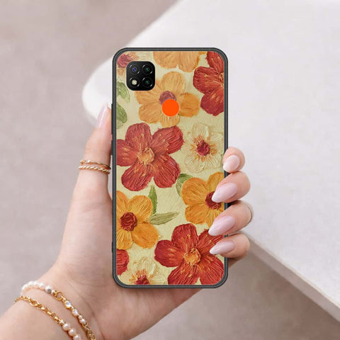 Xiaomi Redmi 9C Cover - Floral Series 3 - HQ Ultra Shine Premium Infinity Glass Soft Silicon Borders Case