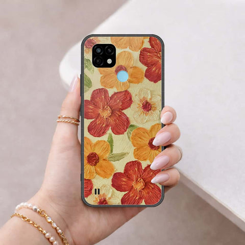 Realme C21 Cover - Floral Series 3 - HQ Ultra Shine Premium Infinity Glass Soft Silicon Borders Case