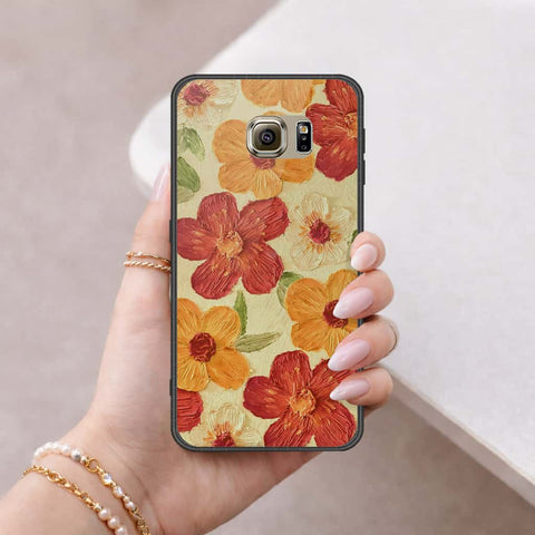 Samsung Galaxy S6 Cover - Floral Series 3 - HQ Ultra Shine Premium Infinity Glass Soft Silicon Borders Case