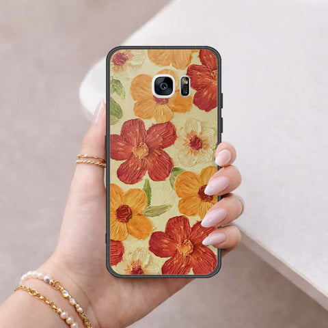 Samsung Galaxy S7 Edge Cover - Floral Series 3 - HQ Ultra Shine Premium Infinity Glass Soft Silicon Borders Case
