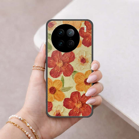 Vivo X90 Pro Cover - Floral Series 3 - HQ Ultra Shine Premium Infinity Glass Soft Silicon Borders Case